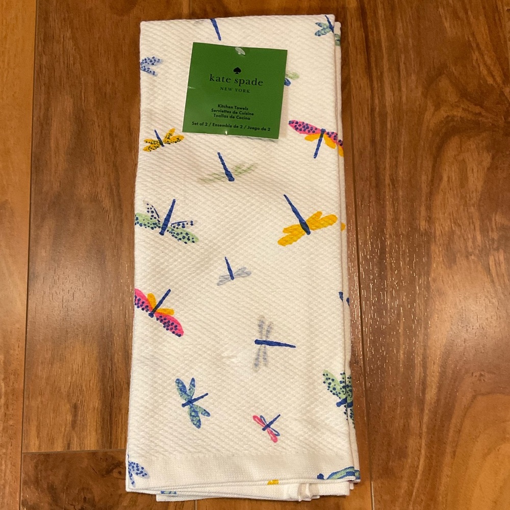KATE SPADE NEW YORK SET OF 2 DRAGONFLY DISH TOWELS